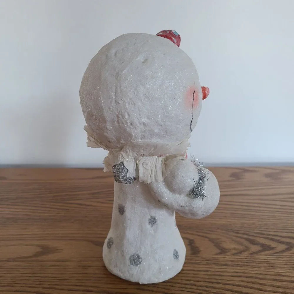 Whimsical Snow Woman Angel Mama With Snow Baby Shelf Sitter Winter Figurine VTG